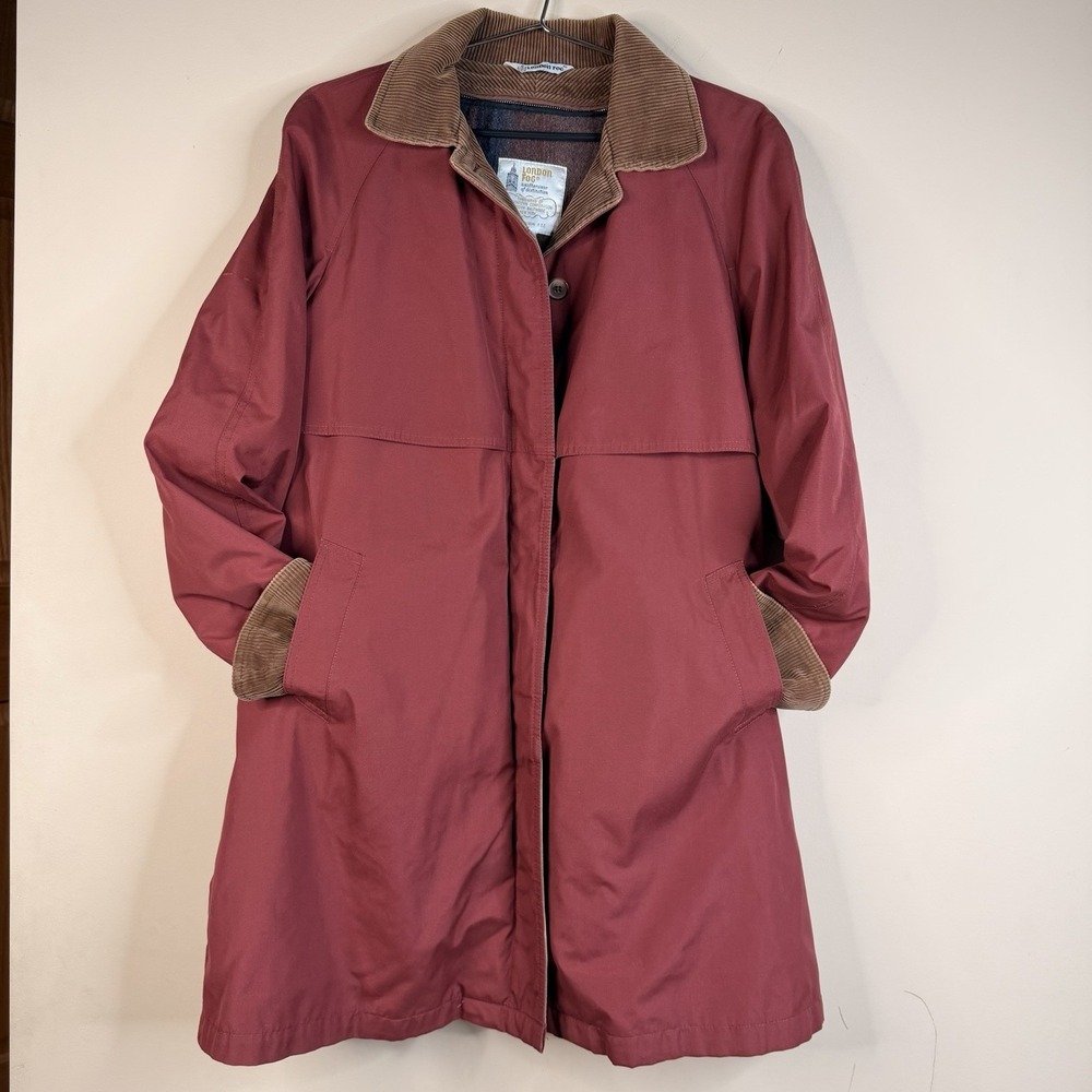 London Fog Coat Women's Removable Flannel Wool Plaid Liner Pockets Trench VTG 14